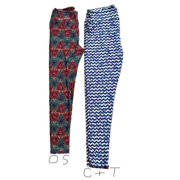 Lularoe Tall & Curvy Leggings 3 shades of red abstract batik style print - Picture 2 of 2